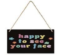 KOPUTE Wooden Sign For Classroom - Happy To See Your Face Teacher Signs,Positive Classroom Decorations For Teachers,Farmhouse Wooden Plaque Decor Office Decor Sign Rustic Home Decoration 10X16 inch