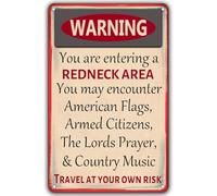 KOPUTE You are Entering A Redneck Area Warning Retro Tin Sign,Travel At Your Own Risk Rustic Tin Signs Metal Poster Home Bar Kitchen Coffee Man Cave Garage Wall Decor Art Tin Sign 12x16 Inch