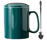 KOPYFANTAP Jumbo Ceramic Mug, Extra Large Coffee Cup 1000 ml, Giant Tea Cup, Super Large Coffee Mug with Lid and Spoon with Large Handle for Office and Home, Green