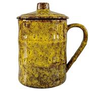 KOPYFANTAP Large Mug 750 ml, Jumbo Ceramic Coffee Cup with Lid, XXL Stoneware Cup Extra Large, Giant Tea Cup Porcelain for Office, Home, Yellow