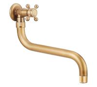 KOPYFANTAP SL-0602 Antique Brass Tap, Wall Mounted 180° Rotatable Washbasin Tap, Cold Tap for Bathroom, Toilet, Garden, Swimming Pool, Outdoor Use, Long