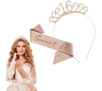 KOQAIIZ 16th Fabulous Birthday Crown Sash Set, Tiara Crown Birthday Crown for 16th Birthday Decoration, Birthday Crown for Birthday Gift Party Supplies and Decorations