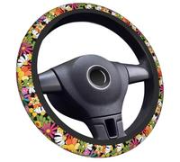 KOQAIIZ Flower Steering Wheel Cover, Universal Size 38 cm Non-Slip Steering Wheel Cover, Car Elastic Steering Wheel Protection, Car Accessories for Most Cars, Daisy Pattern
