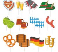 KOQAIIZ Pack of 24 Cupcake Toppers, Oktoberfest Cupcake Toppers, Oktoberfest Cake Decoration Beer Festival Party Picker German Beer Festival Cake Decoration for Oktoberfest Decoration