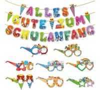 KOQAIIZ Pack of 8 First Day at School Decoration, First Day of School Child Glasses School Introduction Table Decoration Gifts Girls Boys Party Glasses (with a Party Flag)
