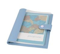 Koqye A5 Refillable Planner Binder Notebook 8 Ring, Blue Faux Leather Clear Cover with 20-Hole 60 Sheets Lined Paper, Aesthetic Loose Leaf Binder for Budget, Journal