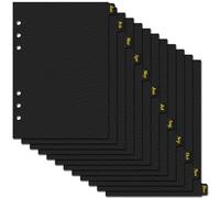 Koqye Leather Textured A5 6-Ring Binder Dividers with 12 Monthly Tabs, Black Paper Index Page Separators for Planner/Organizer (1 Set - 12 Monthly Tabs)