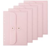 Koqye Leather Textured A5 Binder Pocket Dividers, 5 Sheets Dividers with 6 Holes & Envelope Pockets, Planner Inserts for Binders, Planners, Travel Journals (5, Pink - Envelopes)