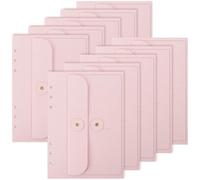 Koqye Leather Textured A5 Binder Pocket Dividers, 5 Sheets Dividers with 6 Holes & Envelope Pockets, Planner Inserts for Binders, Planners, Travel Journals (10, Pink - Envelopes)
