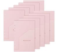 Koqye Pink Leather Textured A5 Binder Pocket Dividers, 5 Sheets Dividers with 6 Holes & Front Slanted Pockets, Planner Inserts for Binders, Planners, Travel Journals (10, Pink - Front Pockets)