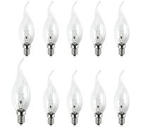 KOR 10 Pack Small Screw Candle Bulbs Bent Tip 40Ẉ Clear Edison Screw Candle Bulb SES /e14, 240V