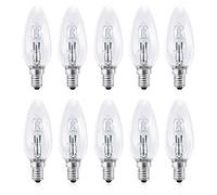 KOR E14 Ḥalogẹṇ Bulb, 10 Pack Screw in Light Bulbs Warm White, Eco Ḥalogẹṇ Bulbs 2̣8̣Ẉ, E14 Small Screw Candle Bulb Dimmable, 230V