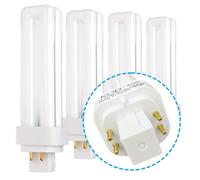 KOR (Pack of 4) 13W CFL Double Tube Bulbs - G24Q-1 (4-Pin) Base - 3500K Soft White - Compatible Replacement for Sylvania CF13DD/E/835, Philips PL-C 13W/835/4P, GE F13DBX/835/ECO4P