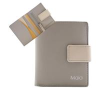 Kora Two Tone Compact Tab Purse - Small Genuine Leather RFID Wallet with Coin Pocket, ID Window & Card Slots - 10.5 x 8.5 x 2 cm (Grey)