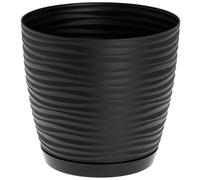 KORAD 3D Sahara Plant Pots with Matching Saucers. Decorative Planters with Drainage Holes for Indoor and Outdoor. Available in 7 Sizes and 8 Colours- (Black, Ø17 cm(5.90 inches)