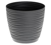 KORAD 3D Sahara Plant Pots with Matching Saucers. Decorative Planters with Drainage Holes for Indoor and Outdoor. Available in 7 Sizes and 8 Colours- (H 6.2 in(16 cm) - D 6.7 in(17 cm), Dark Grey)