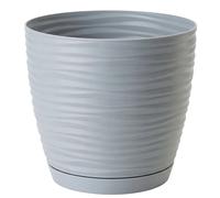 KORAD 3D Sahara Plant Pots with Matching Saucers. Decorative Planters with Drainage Holes for Indoor and Outdoor. Available in 7 Sizes and 8 Colours- (Platinum Grey, Ø19 cm(7.48 inches)
