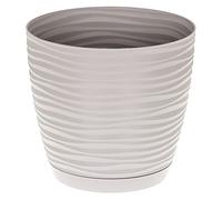 KORAD 3D Sahara Plant Pots with Matching Saucers. Decorative Planters with Drainage Holes for Indoor and Outdoor. Available in 7 Sizes and 8 Colours- (Light Grey, Ø19 cm(7.48 inches)