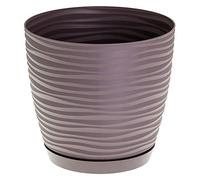 KORAD 3D Sahara Plant Pots with Matching Saucers. Decorative Planters with Drainage Holes for Indoor and Outdoor. Available in 7 Sizes and 8 Colours- (Stone, Ø11 cm(4.33 inches)