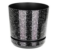 KORAD Black with Silver Flecks Indoor Plant Pots, 6 sizes, 25 colours - Plant Pot Planter with Drainage Holes and Matching Saucer for All Houseplants - Modern Home Decor Round Flower Pot (16 cm)