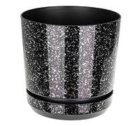 KORAD Black with Silver flecks Indoor Plant Pots with Saucers and Drainage Holes, Round, Modern Stand and Decorative Flowerpot Container for Houseplants, 6 sizes, 25 colours