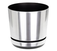 KORAD Brushed Aluminium Effect Indoor Plant Pots with Saucer and Drainage Holes, Round, Modern and Decorative Flowerpot for All Houseplants, 6 sizes, 25 colours (12 cm- 4.7 inches)