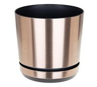 KORAD Brushed Steel Effect Indoor Plant Pots with Saucer and Drainage Holes, Round, Modern and Decorative Flowerpot for All Houseplants, 6 sizes, 25 colours (26 cm - 10.5 inches)