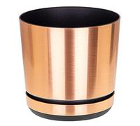 KORAD COPPER Flower Indoor Plant Pot with Saucer - Glossy Modern Decorative Plastic Planter with Drainage Holes for Indoor Plan- (Copper, 21 cm)