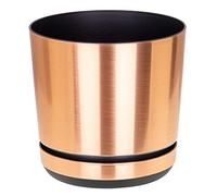 KORAD COPPER Flower Indoor Plant Pot with Saucer - Glossy Modern Decorative Plastic Planter with Drainage Holes for Indoor Plan- (Copper, 16 cm - 6.3inches)