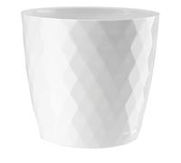 KORAD Cristal Indoor Flower Pot Covers without Drainage Holes. Round, Plastic Plant Pots Container for all Houseplants. 9 Modern Colours and 7 Sizes. (16 cm - 6.3 inches, White)