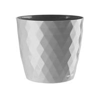 KORAD Cristal Indoor Flower Pot Covers without Drainage Holes | Round Plastic Plant Pots Container for All Houseplants | 9 Modern Colours & 7 Sizes- (Grey, 16 cm - 6.3 inches)