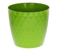 KORAD Cristal Indoor Flower Pot Covers without Drainage Holes | Round Plastic Plant Pots Container for All Houseplants | 9 Modern Colours & 7 Sizes- (Green, 12 cm - 4.7 inches)
