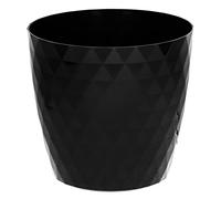 KORAD Cristal Indoor Flower Pot Covers without Drainage Holes | Round Plastic Plant Pots Container for All Houseplants | 9 Modern Colours & 7 Sizes- (Black, Ø 20 cm (7.87 inch))