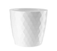 KORAD Cristal Indoor Flower Pot Covers without Drainage Holes | Round Plastic Plant Pots Container for All Houseplants | 9 Modern Colours & 7 Sizes- (White, Ø 16 cm (6.29 inch))