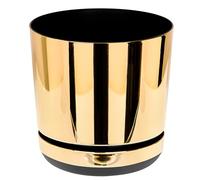 KORAD Gold Mirror Indoor Plant Pots with Drainage Holes and Matching Saucer, Round, Modern and Decorative Flowerpot for All Houseplants, 6 sizes, 25 colours (12 cm)