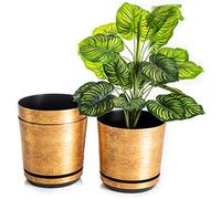 KORAD Set of 3 Antique Gold 26 cm Decorative Planters 26 cm for Flowers, Herbs, Plant Compositions OSL 26/114 x3