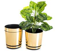 KORAD Set of 3 Decorative Planters 26 cm Shiny Gold 26 cm for Flowers, Herbs, Plant Compositions OSL 26/111 x3