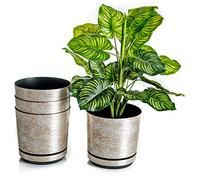 KORAD Set of 4 Antique Silver 18 cm Decorative Planters 18 cm for Flowers, Herbs, Compositions OSL 18/119 x4