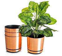 KORAD Set of 4 Copper Pots 16 cm Decorative Pots 16 cm for Flowers, Herbs, Plant Compositions OSL 16/121 x4