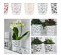 KORAD Sophie Flowerpot - Indoor Plant Pot Without Drainage Holes - Modern Round Plastic Planter for Home, Office, Garden - Various Sizes & Colours- (Peach, Ø 13 cm (5.10 inch))