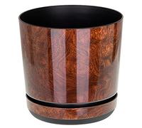 KORAD Wood Effect Indoor Plant Pots with Saucer and Drainage Holes, Round, Modern and Decorative Flowerpot for All Houseplants, 6 sizes, 25 colours(18 cm - 7 inches)