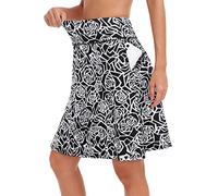 KORALHY 20" Knee Length Skorts Skirts for Women, High Waisted Tennis Athletic Skirt with Zipper Pocket, White Rose, 3XL