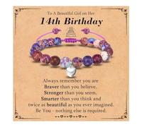 KORAS 14th Birthday Gifts for Girls, Heart Charm Beaded Bracelet Gifts for 14 Year Old Girls, Sweet 14th Birthday Presents