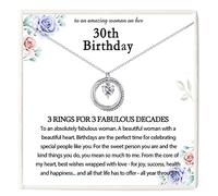 KORAS 30th Birthday Gifts for Women, Sterling Silver Necklace with 3 Rings