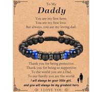 KORAS Father's Day Gifts: Daddy Bracelet, Blue Tiger's Eye Stone, Adjustable Beads, Perfect for Daddy from Daughter