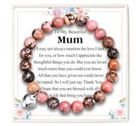 KORAS Gifts for Mum, Heart Charm Red Bead Bracelet Mothers Day Gifts for Mum from Daughter Son, Best Birthday Christmas Presents for Women