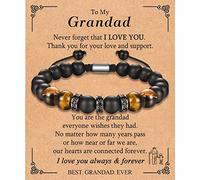 KORAS Grandad Gifts, Tiger Eye Black Onyx Stone Bracelet for Grandpa