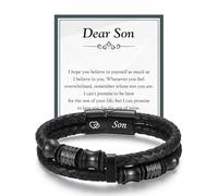 KORAS Son Gifts, Double Layer Leather Bracelet Gifts for Son from Mum Dad