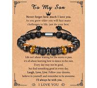 KORAS Son Gifts, Tiger Eye Black Onyx Stone Bracelet for son
