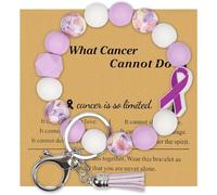KORATER Cancer Care Gifts for Survivor Fighter cancer Awareness Silicone Beaded Bracelet Wristlet Keychain Gift, One Size, Silicone, no gemstone